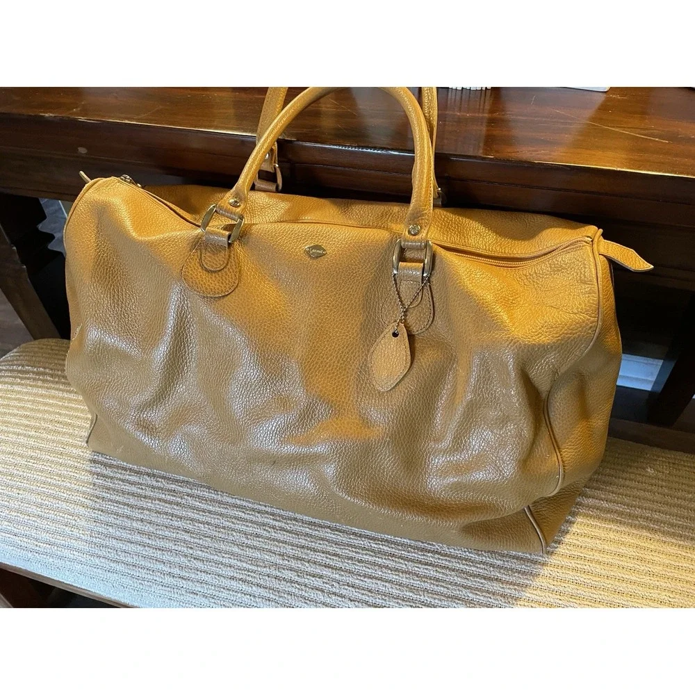 Isanti Made In Italy genuine leather weekender travel bag vintage